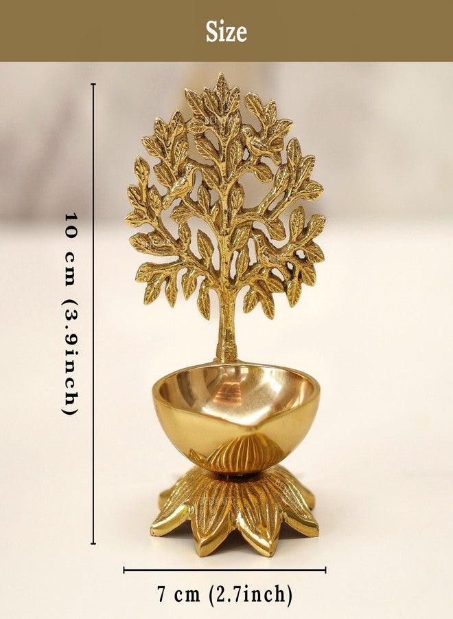 Behoma 100% Pure Brass Kalpavriksha Diya for Puja - Set of 2 | Religious Deepak for Mandir, Temple, Office & Home Decoration | Handcrafted Life Tree Diya for Pooja Room & Housewarming Gift - Image 2